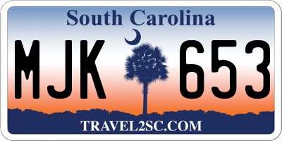 SC license plate MJK653