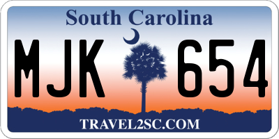 SC license plate MJK654
