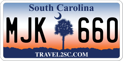 SC license plate MJK660