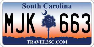 SC license plate MJK663