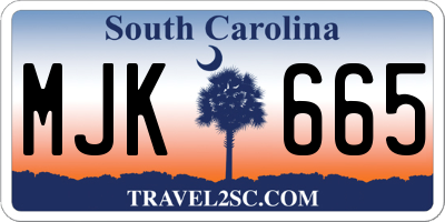 SC license plate MJK665