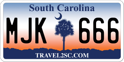 SC license plate MJK666
