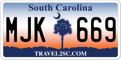 SC license plate MJK669