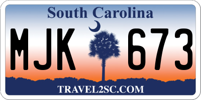 SC license plate MJK673