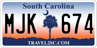 SC license plate MJK674