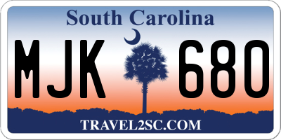 SC license plate MJK680