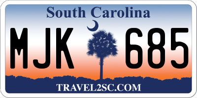 SC license plate MJK685