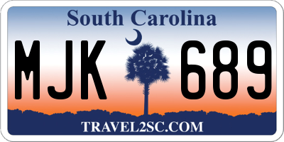 SC license plate MJK689