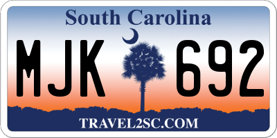 SC license plate MJK692