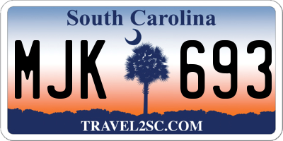 SC license plate MJK693