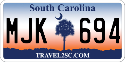 SC license plate MJK694