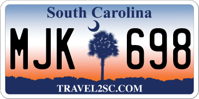 SC license plate MJK698