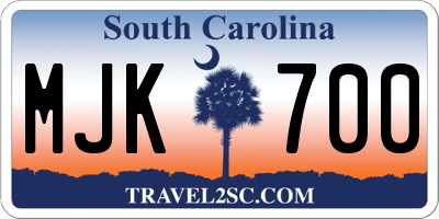 SC license plate MJK700
