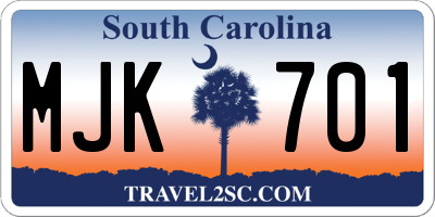SC license plate MJK701