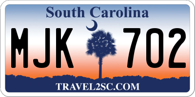 SC license plate MJK702