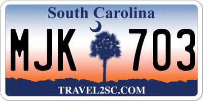 SC license plate MJK703