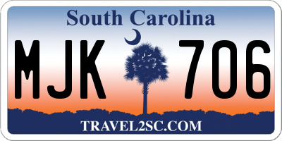 SC license plate MJK706
