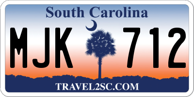 SC license plate MJK712