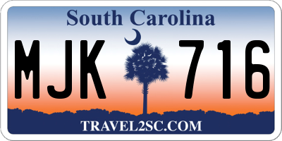 SC license plate MJK716