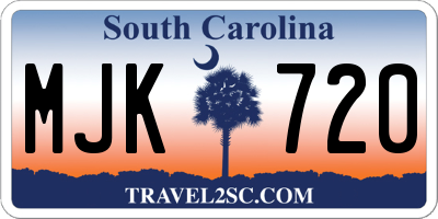SC license plate MJK720