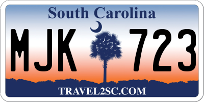 SC license plate MJK723