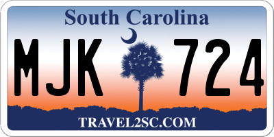 SC license plate MJK724