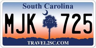 SC license plate MJK725
