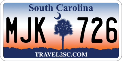 SC license plate MJK726