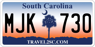 SC license plate MJK730
