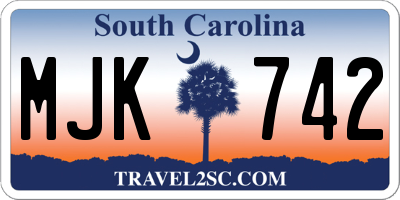 SC license plate MJK742