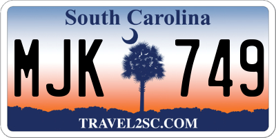 SC license plate MJK749