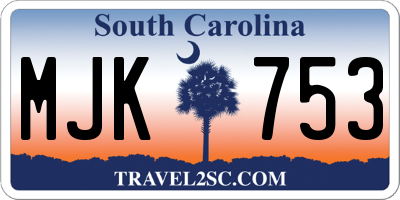 SC license plate MJK753