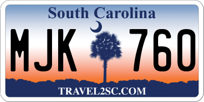 SC license plate MJK760