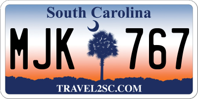 SC license plate MJK767
