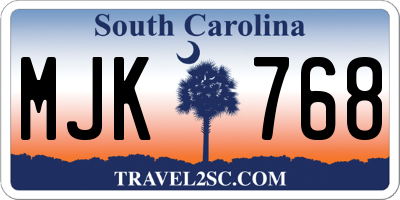 SC license plate MJK768