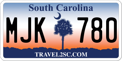 SC license plate MJK780