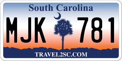 SC license plate MJK781