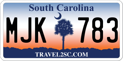SC license plate MJK783