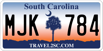 SC license plate MJK784