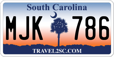 SC license plate MJK786