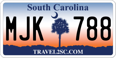 SC license plate MJK788