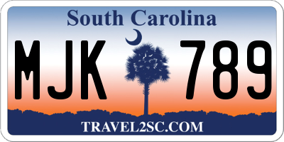 SC license plate MJK789