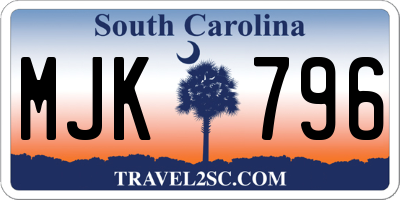 SC license plate MJK796