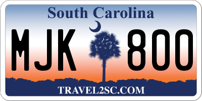 SC license plate MJK800