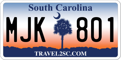 SC license plate MJK801