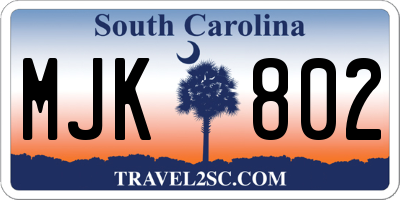 SC license plate MJK802