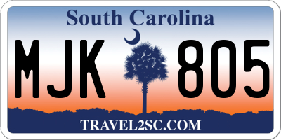 SC license plate MJK805