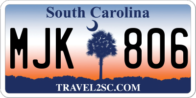 SC license plate MJK806
