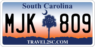SC license plate MJK809