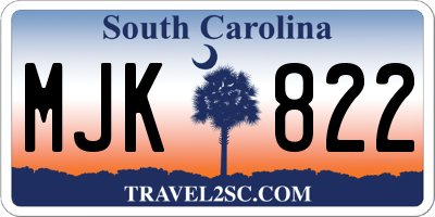 SC license plate MJK822
